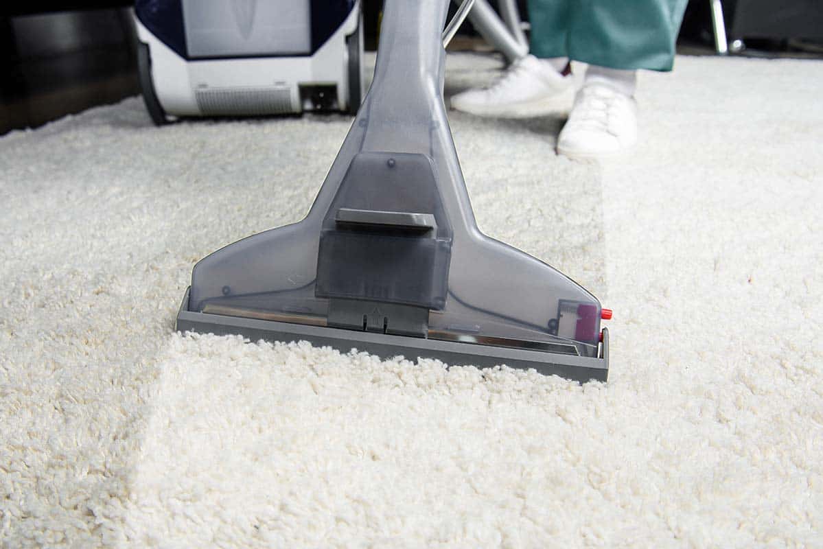 carpet cleaner vacuuming white carpet in beckenham