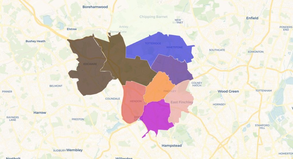 postcode map area for our service coverage near east finchley