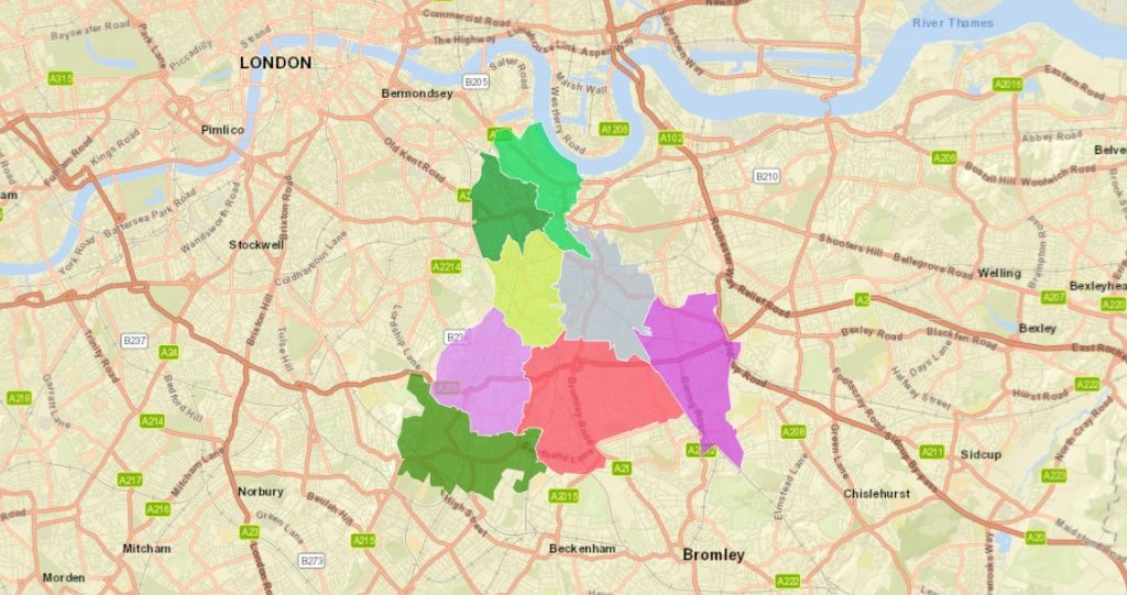 postcode area of service coverage in deptford and around deptford in lewisham