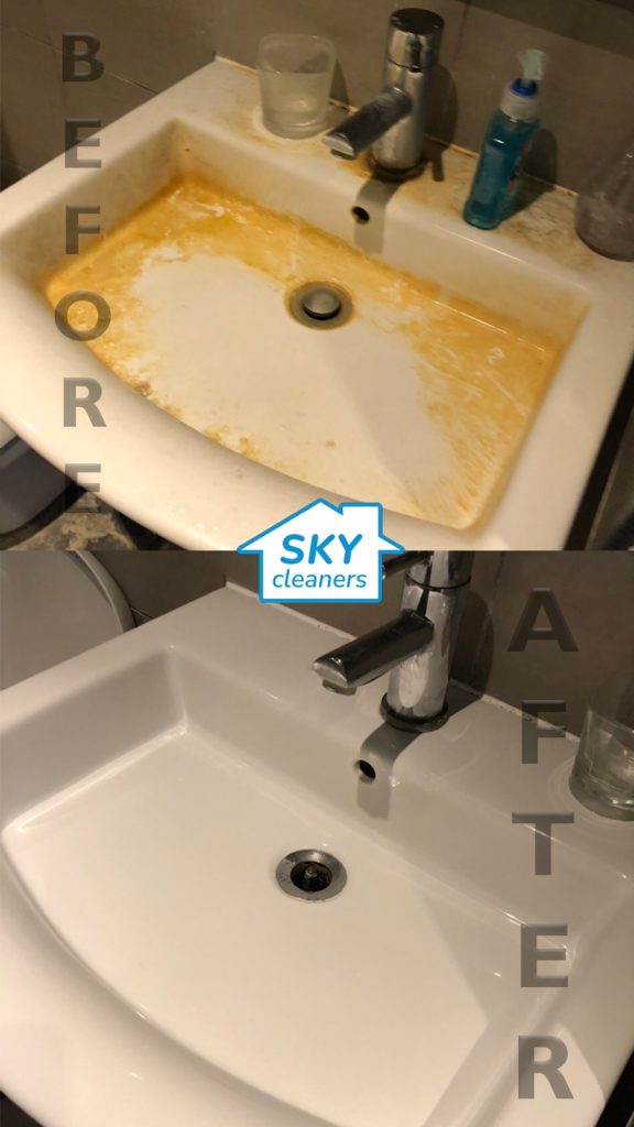 clean sink before and after end of tenancy cleaning in london by skycleaners